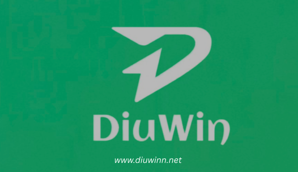 This image shows the official DiuWin logo featuring a bold white ‘D’ symbol on a green background, representing the gaming brand DiuWin and its official website.